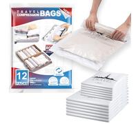 TAILI Roll Up Vacuum Storage Bags for Clothes Travel 12 Packs 6 Large, 6 Medium Reusable Storage Bags Saves 80% of Space No Need Vacuum Machine or Pumpfor for Travel, Clothes, Bedding, Moving