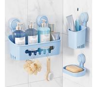 TAILI Shower Caddy Bathroom Storage Suction Cup Set Shower Shelf Basket No-Drilling Removable Suction Organizer Powerful Waterproof Bathroom Kitchen Accessories, Blue