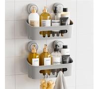 TAILI Shower Caddy Suction Cup 2 Pack, Heavy Duty Bathroom Organizer, Removable Shelves for Inside Shower, Shampoo, Waterproof Suction Plastic Storage for Bathroom Accessories Holder, Gray