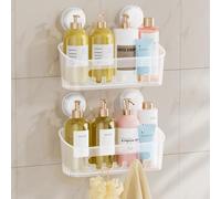 TAILI Shower Caddy Suction Cup 2 Pack Heavy Duty Bathroom Shower Organizer Removable Shelves for Inside Shampoo Wall Mounted Plastic Storage for Bathroom Accessories, Transparent