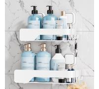 TAILI Shower Caddy Suction Cup 2 Pack,Stainless Steel Rustproof Shower Shelves,No Drilling Wall Mounted Basket,Large Capacity,Removable Suction Cup Bathroom Organizers, White