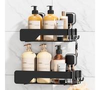 TAILI Shower Caddy Suction Cup 2 Pack,Stainless Steel Rustproof Shower Shelves,No Drilling Wall Mounted Basket,Large Capacity,Removable Suction Cup Bathroom Organizers & Home Decor,2 x Black