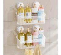 TAILI Shower Caddy Suction Cup, Heavy Duty Bathroom Organizer, Removable Shelves for Inside Shower, Shampoo, Waterproof Suction Plastic Storage for Bathroom Accessories Holder, Frosted Clear