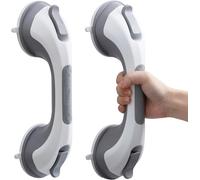 TAILI Shower Grab Bar, 2 Pack 12 Inch Suction Grab Bars for Bathtubs and Showers for Elderly, Shower Handle for Seniors Bathroom Safety Grip, No Drilling Removable,Grey