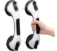 TAILI Shower Handles for Elderly Suction, 2 Pack 12 Inch Shower Grab Bars for Seniors, Grab Bars for Bathtubs and Showers, No Drilling Removable Safety Shower Grip, Black