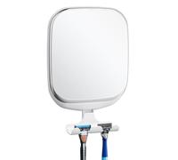 TAILI Shower Mirrors for Shaving Anti Fog, Suction Shaving Mirror for Shower with Storage Holder, Wall mounted, NO-Drilling & Removable, Shatterproof, Bathroom Accessories For Men and Women, White