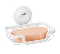 TAILI Soap Dish for Shower, Max Hold 5 KG Suction Soap Holder for Bathroom, Bathtub, Wall Mounted, Waterproof, Drill-Free, Removable Metal Shower Organizer, Stainless Steel Sponge Sink Holder, White