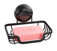 TAILI Soap Dish for Shower, Max Hold 5 KG Suction Soap Holder for Bathroom, Bathtub, Wall Mounted, Waterproof, Drill-Free, Removable Metal Shower Organizer, Stainless Steel Sponge Sink Holder, Black