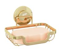 TAILI Soap Dish for Shower, Max Hold 5 KG Suction Soap Holder for Bathroom, Bathtub, Wall Mounted, Waterproof, Drill-Free, Removable Metal Shower Organizer, Stainless Steel Sponge Sink Holder, Gold