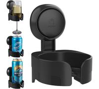 TAILI Suction Cup Wine Glass Holder for Shower, Removable Wall-Mounted Bath Cup Holder for Beer, Wine, Drinks, Enjoy in The Spa, Bathroom, Kitchen, etc. Black