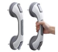 TAILI Suction Grab Rails for Bathroom 2 Pack, 31 CM Suction Handles for Shower, MAX Hold 110 KG Bath Safety Grab Rail for Elderly, Senior, Disabled, No Drilling Handle, Disability Aids - Grey