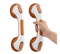 TAILI Suction Grab Rails for Bathroom 2 Pack, 31 CM Suction Handles for Shower, MAX Hold 110 KG Bath Safety Grab Rail for Elderly, Senior, Disabled, No Drilling Handle, Disability Aids - Woodgrain