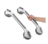TAILI Suction Grab Rails for Bathroom 2 Pack, 43 CM Suction Handles for Shower, MAX Hold 110 KG Bath Safety Grab Rail for Elderly, Senior, Disabled, No Drilling Handle, Disability Aids - Grey