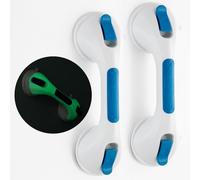 TAILI Suction Grab Rails for Bathroom Glow in The Dark, 2 Pack Suction Handles for Shower 31 CM, MAX Hold 110 KG Bath Safety Grab Rail for Elderly, Senior, Disabled, Disability Aids Bars - Blue