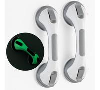 TAILI Suction Grab Rails for Bathroom Glow in The Dark, 2 Pack Suction Handles for Shower 31 CM, MAX Hold 110 KG Bath Safety Grab Rail for Elderly, Senior, Disabled, Disability Aids Bars - Grey