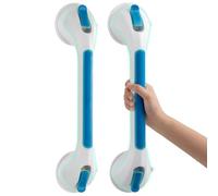 TAILI Suction Grab Rails for Bathroom Glow in The Dark, 2 Pack Suction Handles for Shower 43 CM, MAX Hold 110 KG Bath Safety Grab Rail for Elderly, Senior, Disabled, Disability Aids Bars - Blue
