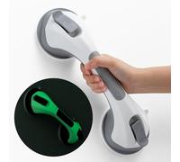 TAILI Suction Grab Rails for Bathroom Glow in The Dark, Suction Handles for Shower 31 CM, MAX Hold 110 KG Bath Safety Grab Rail for Elderly, Senior, Disabled, Disability Aids Handle Bars - Grey