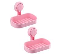 TAILI Suction Soap Dish for Shower 2 Pack, Max Hold 3 KG Shower Soap Holder for Bathroom, Wall Mounted Sponge Tray, Drill-Free, Removable Bathtub Organizer, Waterproof, Plastic Sink Holder Cup, Pink