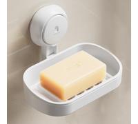 TAILI Suction Soap Dish for Shower, Max Hold 3 KG Shower Soap Holder for Bathroom, Wall Mounted Sponge Tray, Drill-Free, Removable Bathtub Organizer, Waterproof, Plastic Sink Holder Suction Cup, White