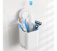 TAILI Toothbrush Holder Wall Mounted, MAX Hold 3 KG, Suction Cup Toothbrush Holder for Bathroom, Shower Razor Organizer, No Drilling, Removable Toothpaste Organizer, White In Plastic