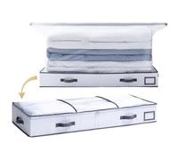 TAILI Vacuum Storage Bag with Box,105x43x15cm 2 in 1 Space Saver,Gray+White | Foldable Under Bed Storage, Save 80% More Space, Bedding Vacuum Bags for Duvets, Clothes, 1 Set(1 Box & 1 Vacuum Bag)