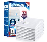 TAILI Vacuum Storage Bags 8 Pack Extra Large Space Saver for Travel and Home 100 x 80 CM Reusable Vacuum Bags for Clothing, Bedding, duvets, Save 80% More Storage Space