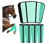 TAILNERY Fly Boots for Horses Set of 4 - Innovative Curved-Edge Design, Anti-Sag Stays, Breathable Mesh Leg Protection, Reduces Stomping & Fatigue, Comfort Fit for Medium to Large Horses - Green