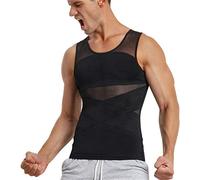 TAILONG Men's Compression Shirt for Body Shaper Slimming Vest Tight Tummy Underwear Tank Top, Black, XL