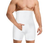TAILONG Mens Shapewear Tummy Control Shorts High-Rise Compression Underwear Seamless Body Shaper Slimming Boxer Briefs, White, XXL