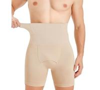 TAILONG Mens Shapewear Tummy Control Underwear Compression Shorts Slimming Body Shaper Leg Boxer Briefs, Beige, XXL