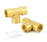 TAILONZ 2Pcs Brass Tee 1/4" BSP Female Pipe Fitting | 3-way tee distributor, female BSP threads, solid brass, leak-proof seal, for air/water/oil lines.