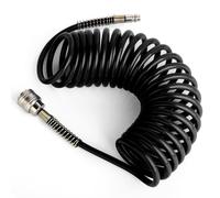 TAILONZ 5M Black PU Spiral Air Hose 8mm OD with Coupler & Plug | Coiled PU Hose, Flexible & Retractable, Includes Quick Coupler and Plug.