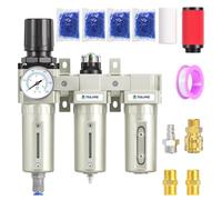 TAILONZ PNEUMATIC 0-1.6MPA 1/2 Inch BSP Industrial Grade Three Stage Air Drying System, Particulate Filter, Coalescing Filter, Desiccant Dryer and Air Regulator (Automatic Drainage)
