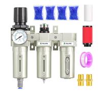 TAILONZ PNEUMATIC 0-1.6MPA 3/4 Inch BSP Industrial Grade Three Stage Air Drying System, Particulate Filter, Coalescing Filter, Desiccant Dryer and Air Regulator (Automatic Drainage)