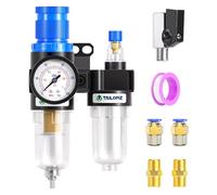 TAILONZ PNEUMATIC 1/4 Inch BSP AFC2000 Air Filter Pressure Regulator Kit（0-1 MPA）5 Micron Brass Element Air Tool Compressor Filter with Gauge and Lubricator Cup