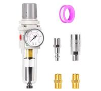 TAILONZ Pneumatic 1/4 Inch NPT Automatic Drain Air Filter Pressure Regulator Combo Piggyback, Air Tool Compressor Filter with Gauge AW2000-02D
