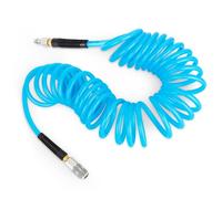 TAILONZ PNEUMATIC 1/4" x 3M Reinforced Polyurethane Recoil Air Hose with Bend Restrictor, 1/4" Industrial Quick Coupler and Plug