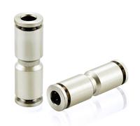 TAILONZ PNEUMATIC 10mm Copper Nickel-Plated Straight-Through Quick-Connect Push-Lock Fittings Union Connection Pneumatic Tube Fittings PU10 (Pack of 5)