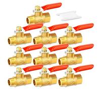 TAILONZ PNEUMATIC 10PCS 1/4 Inch Brass Mini Ball Flow Control Valve Shut Off Switch, 1/4 Inch Male x Female BSP Thread Pipe Fitting