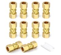 TAILONZ PNEUMATIC 10PCS Brass Compression Tube Pipe Fitting, 10mm Tube OD Connector