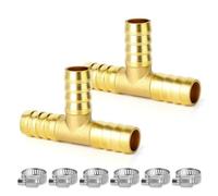 TAILONZ PNEUMATIC 14mm Brass 3-Way Tee Hose Barb Fitting（Pack of 2）