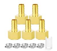 TAILONZ PNEUMATIC 14mm OD Barb x 1/2 Inch BSP Brass Female Hose Fitting Connector（Pack of 5）