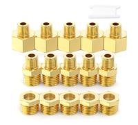 TAILONZ PNEUMATIC 15PCS Brass Pipe Fitting, Hex Bushing, Reducer Adapter, Reducing Hex Nipple 1/8 Inch BSP x 1/4 Inch BSP