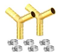 TAILONZ PNEUMATIC 2Pcs 12mm Brass Hose Barb, 3-Way Y-Shaped Hose Fitting Intersection/Lquid/Fuel/Air