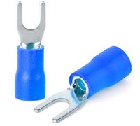 TAILONZ PNEUMATIC 300 Pcs Blue 16-14 AWG Insulated Fork Spade U-Type Wire Connector Electrical Crimp Terminal