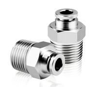 TAILONZ PNEUMATIC 304 Stainless Steel Male Straight 10mm Tube OD x 1/2 BSP Push to Connect Fittings PC10-04 (Pack of 2)