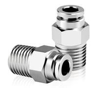 TAILONZ PNEUMATIC 304 Stainless Steel Male Straight 10mm Tube OD x 1/4 BSP Push to Connect Fittings PC10-02 (Pack of 2)