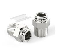 TAILONZ PNEUMATIC 304 Stainless Steel Male Straight 6MM Tube OD x 1/4 Inch NPT Thread Push to Connect Fittings PC6-N2 (Pack of 5)
