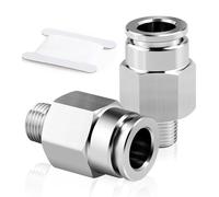 TAILONZ PNEUMATIC 304 Stainless Steel Male Straight 8mm Tube OD x 1/8 BSP Push to Connect Fittings PC8-01 (Pack of 2)