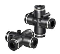 TAILONZ PNEUMATIC 4 Way 6MM OD Straight Push Fittings Plastic Quick Release Connectors Air Line Fittings PZA-6 (Pack of 5)